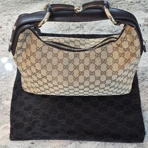 Gucci Beige and Dark Brown Shoulder Bag